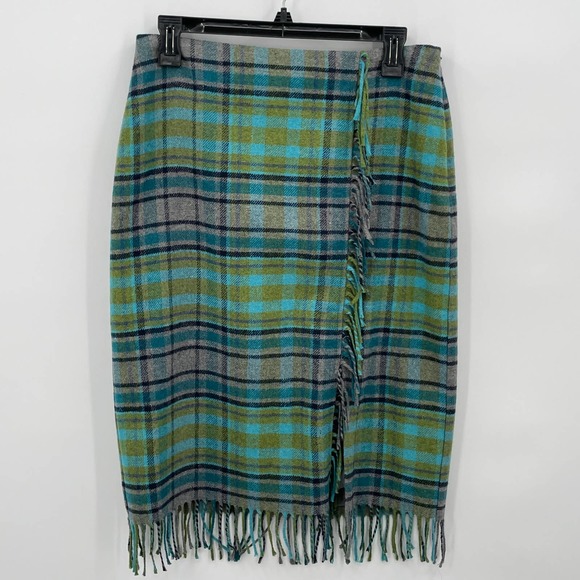 J. Jill Dresses & Skirts - J Jill Women's Plaid Fringe Wool Blend Pencil Skirt Size 6P